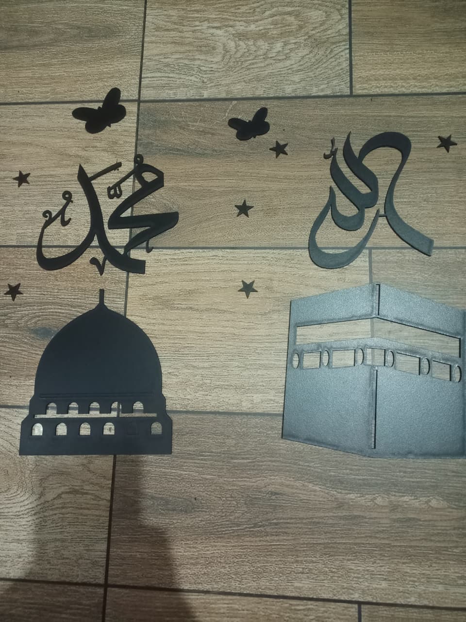 3D Islamic Wall Art – Allah & Muhammad Calligraphy | Kaaba & Masjid Design | 15-Inch Decorative Sticker for Home & Office