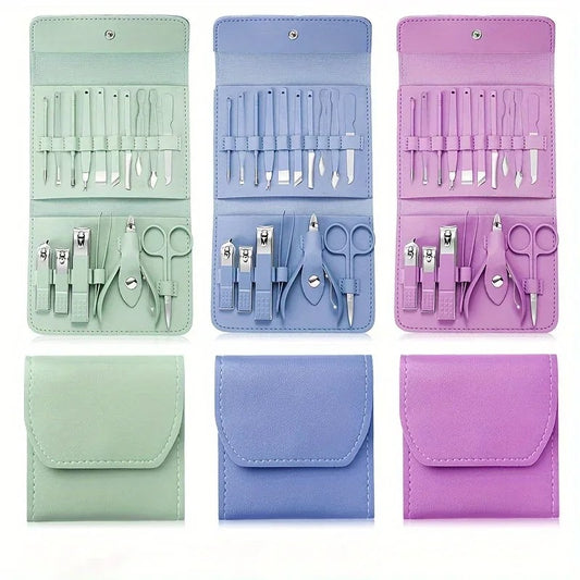 16pcs Professional Manicure & Pedicure Set β Nail Clippers, Cuticle Nippers & Grooming Tools with Travel Case