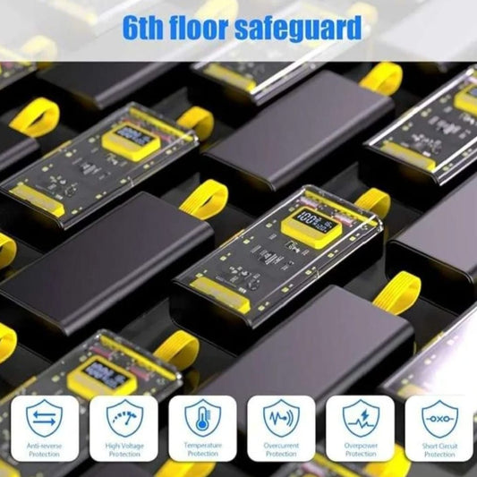 20,000mah Power Bank With LED Light Transparent | Fast Charging Portable Power Bank With Dual USB Output And Smart Display