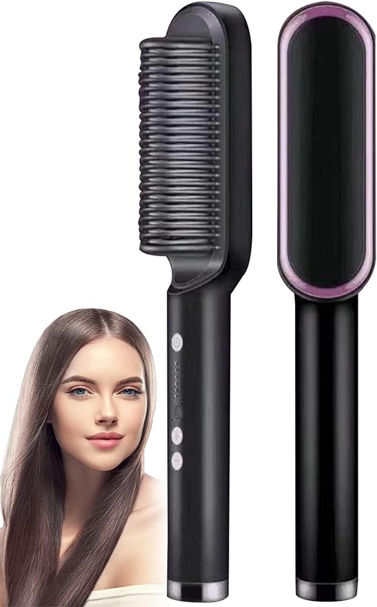 Electric Hair Straightening & Curling Comb/Brush - Dual-Purpose Professional Hair Styler, Non-Damaging Splint, | 2 in 1 Hair Straightener