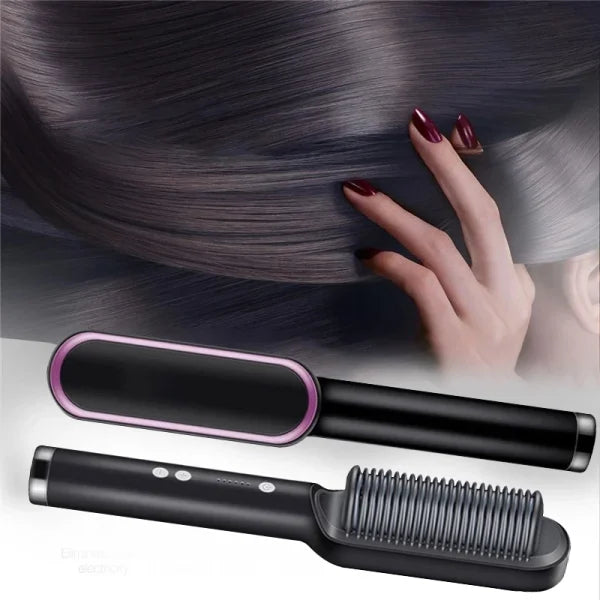 Electric Hair Straightening & Curling Comb/Brush - Dual-Purpose Professional Hair Styler, Non-Damaging Splint, | 2 in 1 Hair Straightener