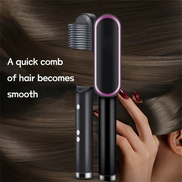 Electric Hair Straightening & Curling Comb/Brush - Dual-Purpose Professional Hair Styler, Non-Damaging Splint, | 2 in 1 Hair Straightener