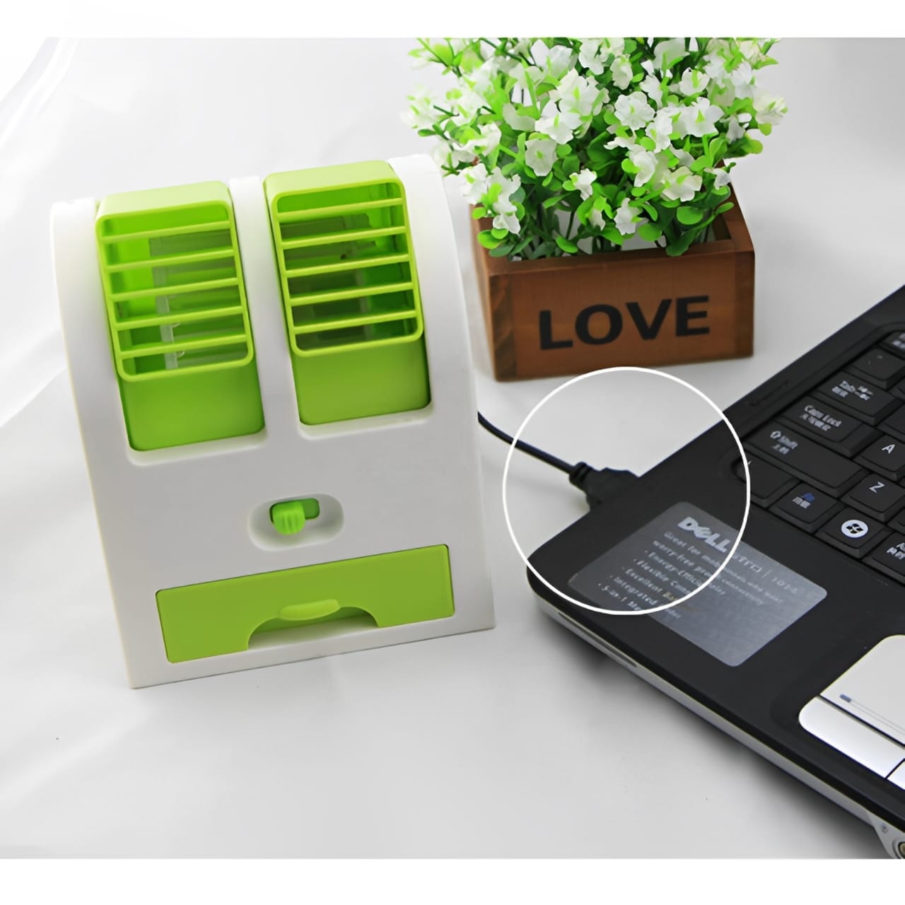 Portable Mini AC Air Cooler – USB & Battery Operated | Dual Blower with Ice Tray