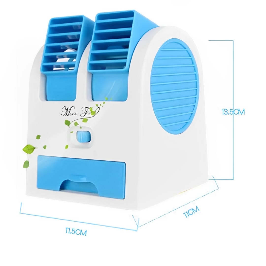 Portable Mini AC Air Cooler – USB & Battery Operated | Dual Blower with Ice Tray