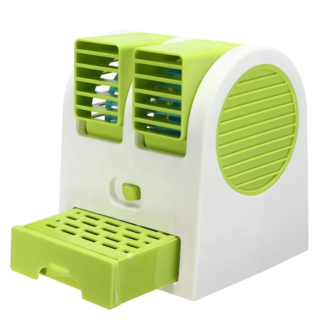 Portable Mini AC Air Cooler – USB & Battery Operated | Dual Blower with Ice Tray