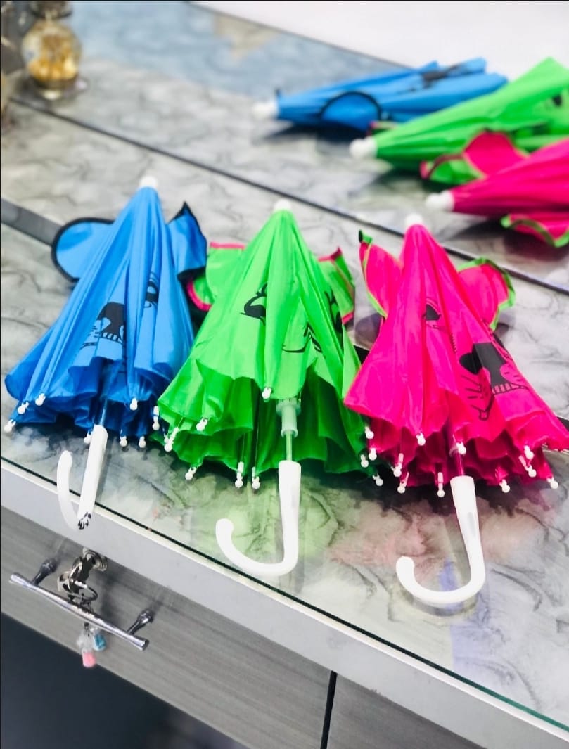 Small Kids Cartoon Umbrella – Multicolor, Random Shape & Design, Lightweight & Compact