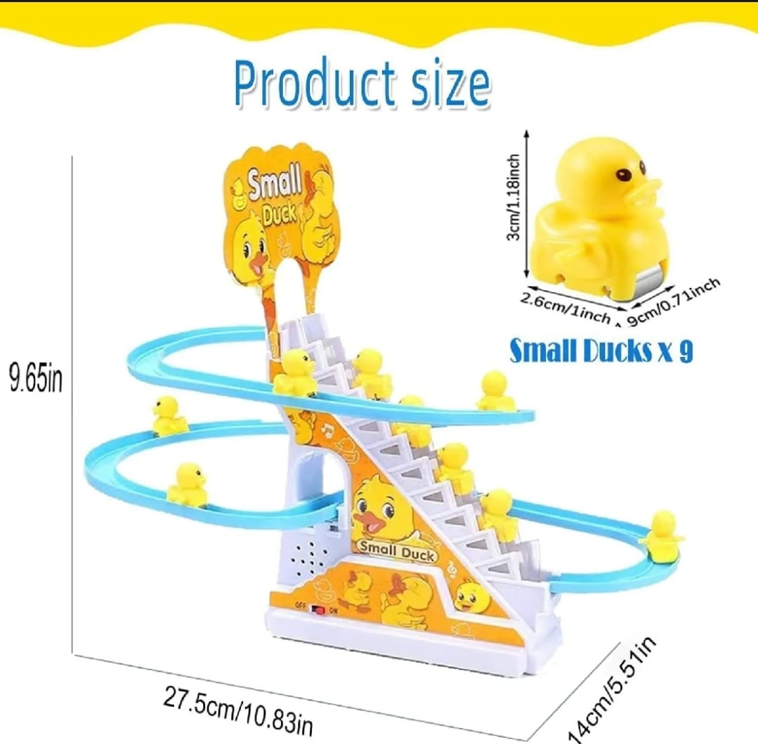 Duck Slide Toy Set, Funny Automatic Stair-Climbing Ducklings Cartoon Race Track Set
