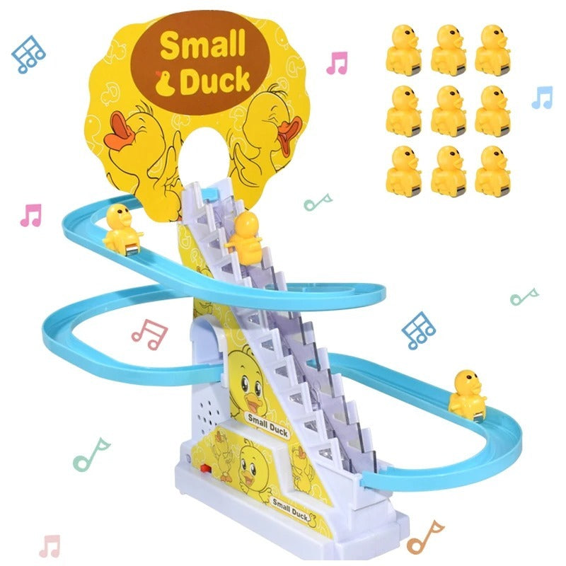 Duck Slide Toy Set, Funny Automatic Stair-Climbing Ducklings Cartoon Race Track Set