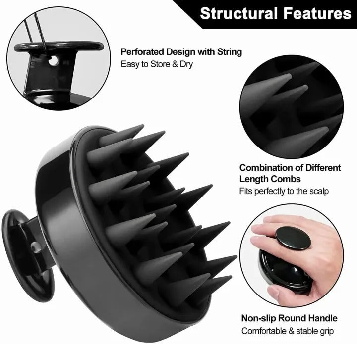 Scalp Massager Shampoo Brush – Silicone Hair Scalp Scrubber for Deep Cleaning & Relaxing Massage