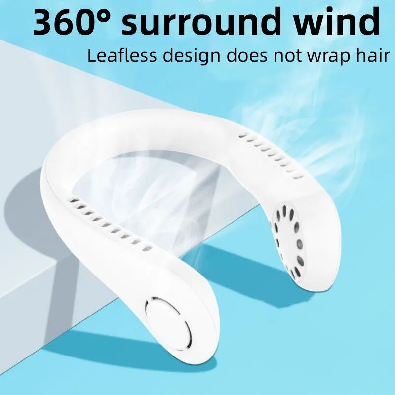Mini Hanging Neck Fan High Wind 3 Speed Adjustable USB Charging Portable Quiet Super Long Life Outdoor Sports Office Camping