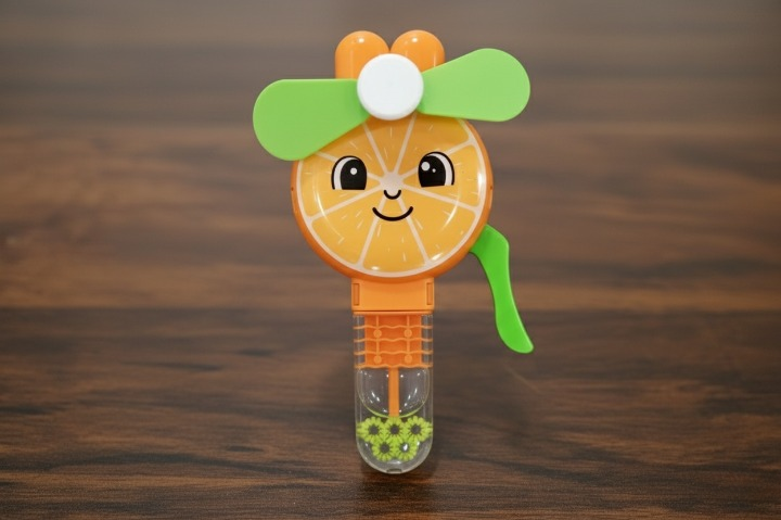 Handheld Fruit Shape Toy Fan for Kids – Cute Cartoon Design, Safe Soft Blades