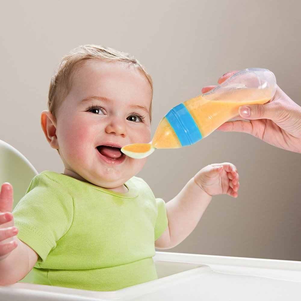 Silicone Baby Spoon Squeezing Feeding Bottle Feeder
