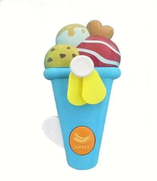 Handheld Ice Cream Cone Toy Fan for Kids – Cute Cartoon Design, Safe Soft Blades
