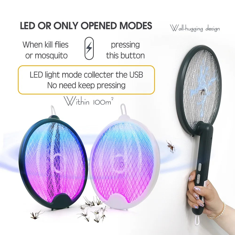 Foldable Mosquito Killer Trap | Electric Rechargeable Bug Zapper Racket For Indoor And Outdoor Mosquito And Insect Control