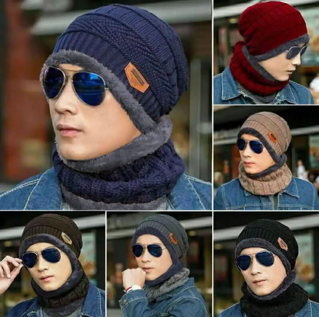 Wool Cap With Neck Warmer | Beanie And Scarf Set With Fleece Mask for Men & Women