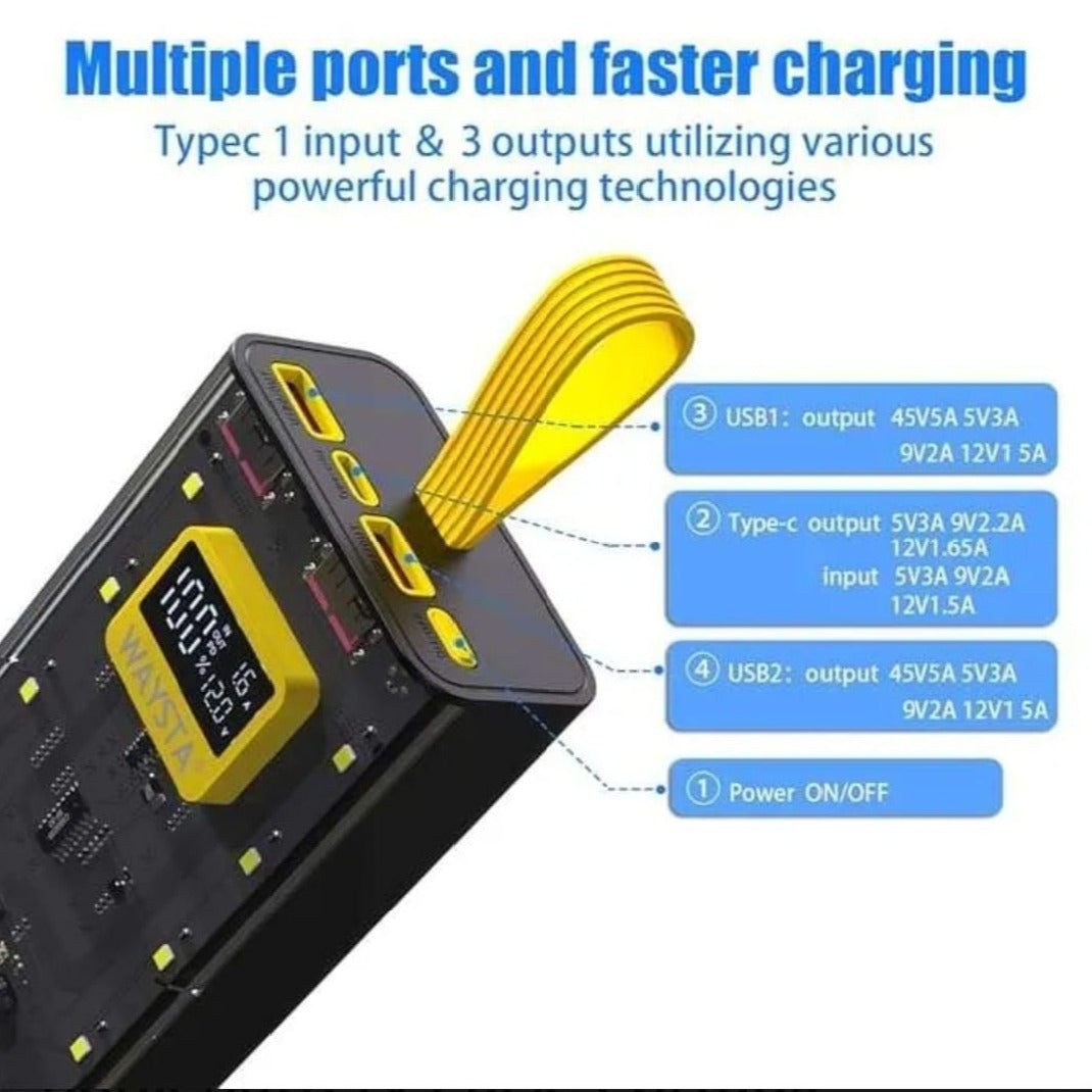 20,000mah Power Bank With LED Light Transparent | Fast Charging Portable Power Bank With Dual USB Output And Smart Display