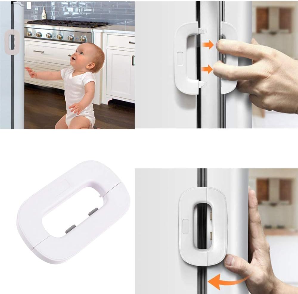Child Safety Refrigerator Door Lock – No-Drill Latch to Prevent Kids & Pets Access