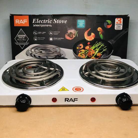 RAF Electric Stove – Dual Coil Burner, Fast Heating & Easy-to-Clean Portable Cooktop 2000W