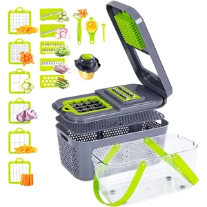 Kitchen Multifunctional Vegetable Cutter 22 Pcs Set | Slicer, Shredder, Dicer For Onion, Potato, Fruits & Vegetables