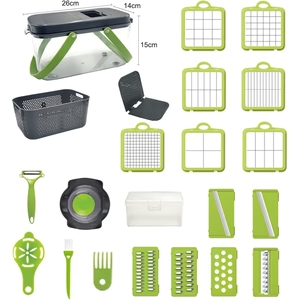 Kitchen Multifunctional Vegetable Cutter 22 Pcs Set | Slicer, Shredder, Dicer For Onion, Potato, Fruits & Vegetables