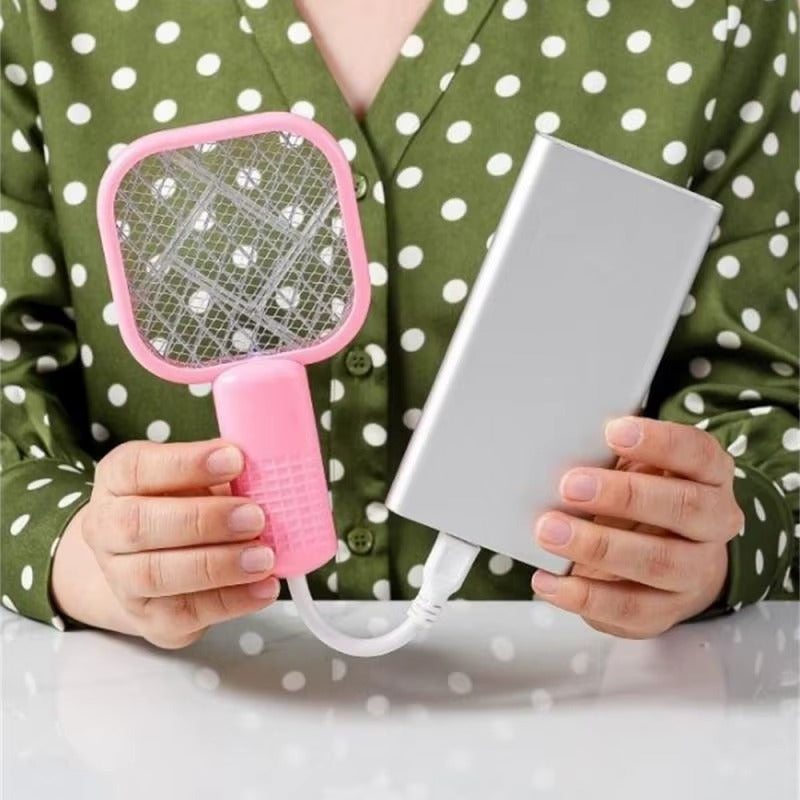USB Rechargeable Mosquito Racket With UV Light – Portable Electric Bug Zapper & Fly Swatter For Indoor/Outdoor Use, Home, Office, Travel & Camping