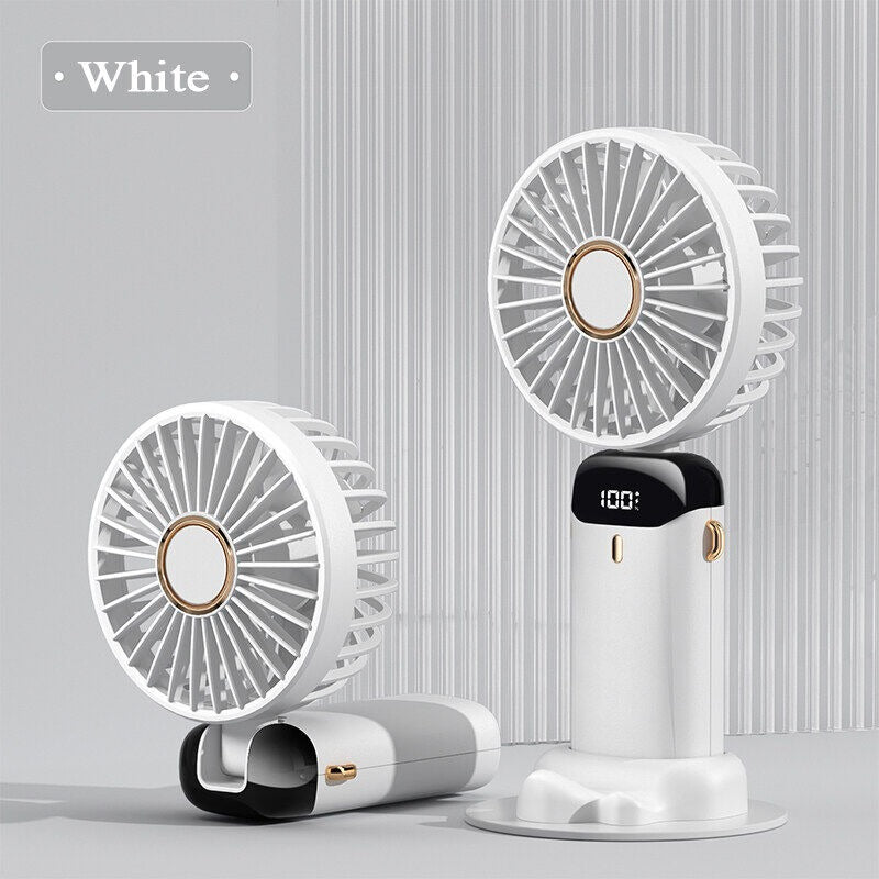 Digital Display Portable Mini Fan – 5-in-1 Multipurpose USB-C Rechargeable Handheld Fan