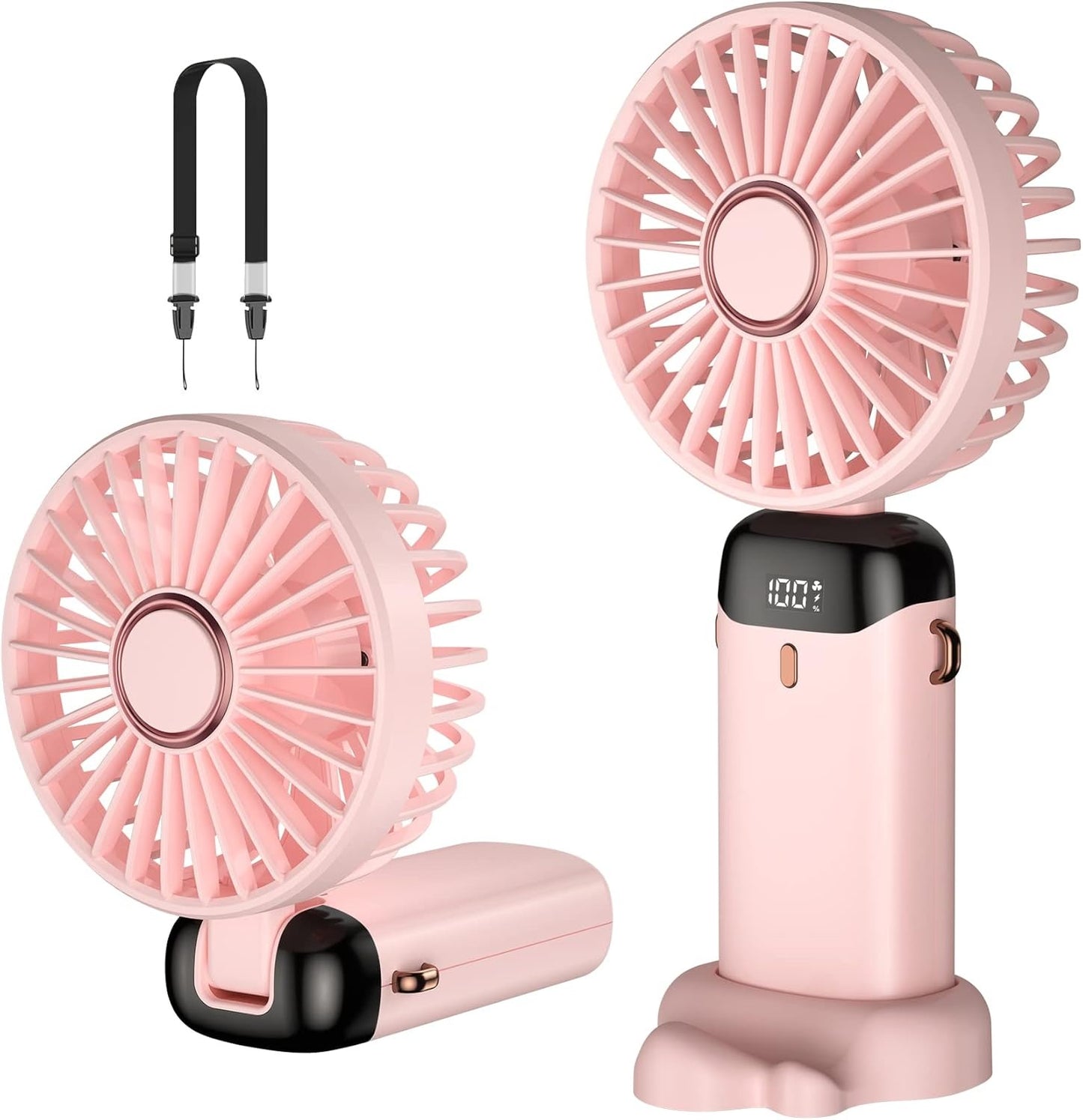 Digital Display Portable Mini Fan – 5-in-1 Multipurpose USB-C Rechargeable Handheld Fan