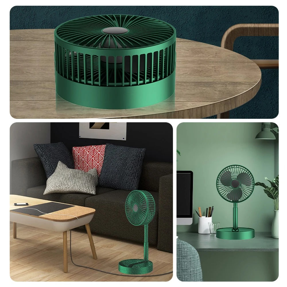 Portable Rechargeable Foldable Table Fan 2400mAh USB Charging | 3 Speed Silent Desktop Fan