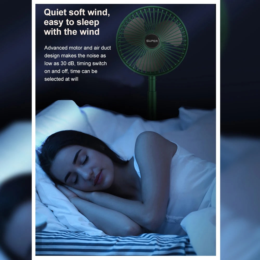 Portable Rechargeable Foldable Table Fan 2400mAh USB Charging | 3 Speed Silent Desktop Fan