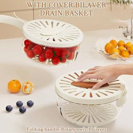 Fruit & Vegetable Drain Basket | Fruit Washing Basket With Lid