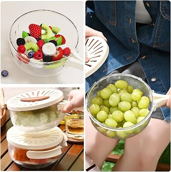 Fruit & Vegetable Drain Basket | Fruit Washing Basket With Lid